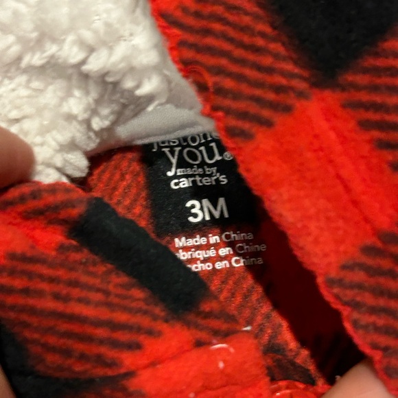 Carters buffalo check bear onesie zip up fleece 3 mo 0-3m - Picture 3 of 3